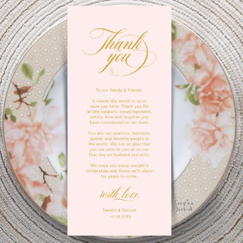 Elegant Wedding Place Setting Thank You Card