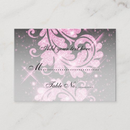 Elegant Wedding Placecard Faux Pink Glitter Swirls Business Card