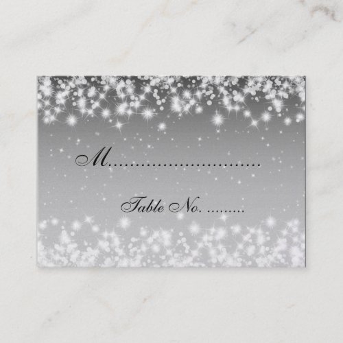 Elegant Wedding Placecards Winter Sparkle Black Business Cards