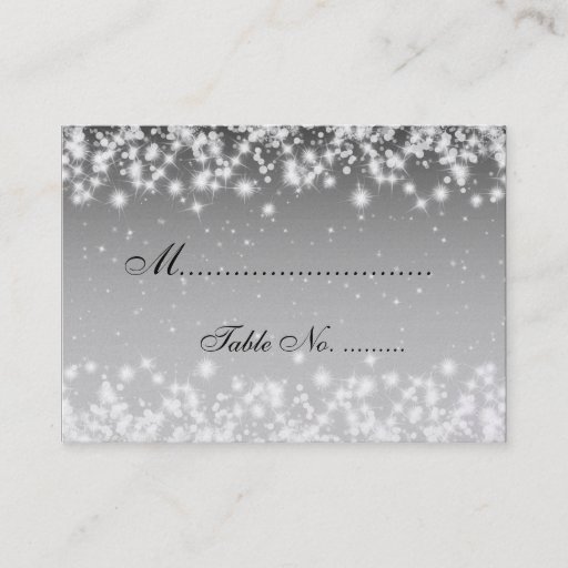 Customizable Elegant Wedding Placecards Winter Sparkle Black Business Cards