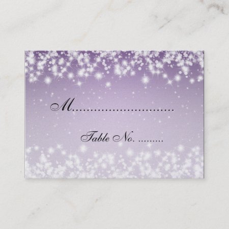 Elegant Wedding Placecards Winter Sparkle Purple