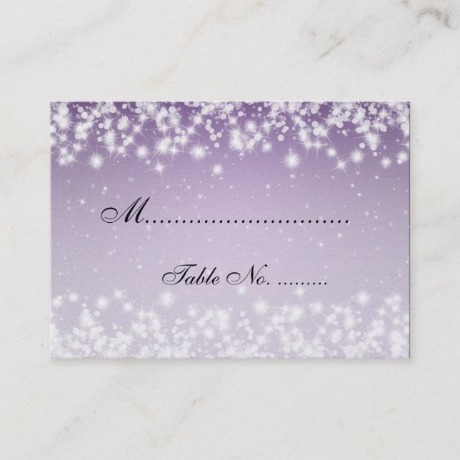 Elegant Wedding Placecards Winter Sparkle Purple (Front)