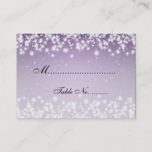 Elegant Wedding Placecards Winter Sparkle Purple Business Card Template