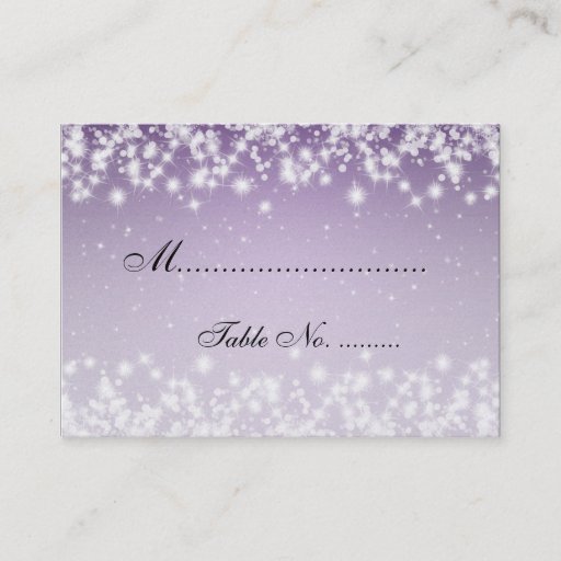 Customizable Elegant Wedding Placecards Winter Sparkle Purple Business Card Template