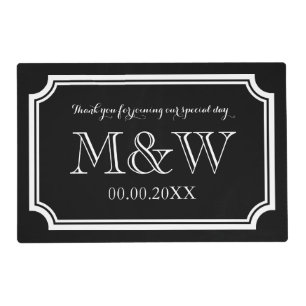 Elegant wedding placemats with stylish monogram