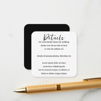 Elegant Wedding Plain Simple QR Code Enclosure Card