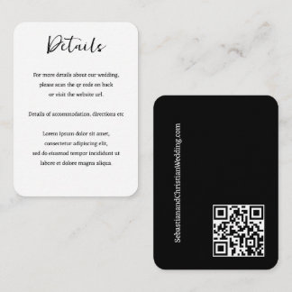 Elegant Wedding Plain Simple QR Code Enclosure Card