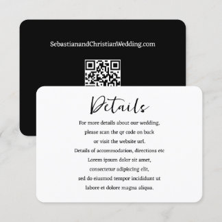Elegant Wedding Plain Simple QR Code Enclosure Card