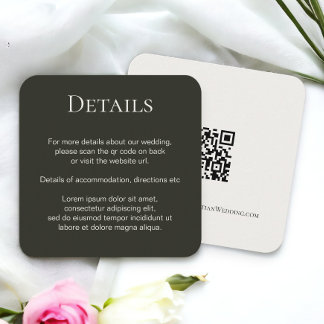Elegant Wedding Plain Simple QR Code Enclosure Card