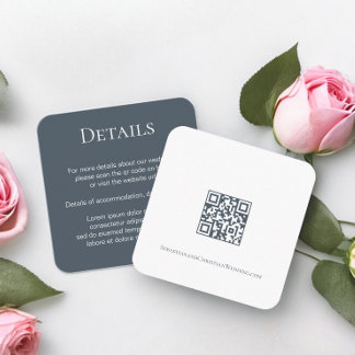Elegant Wedding Plain Simple QR Code Enclosure Card