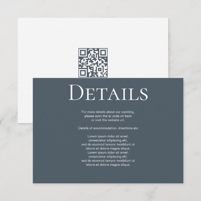 Elegant Wedding Plain Simple QR Code Enclosure Card (Front/Back)