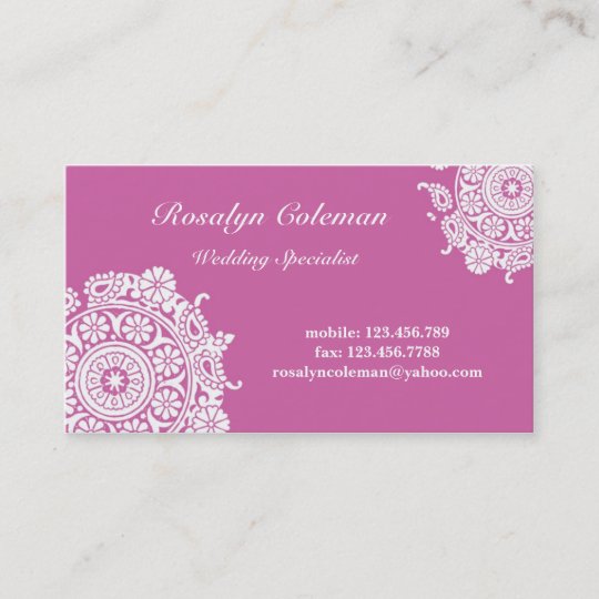 elegant wedding planner business card in pink zazzle