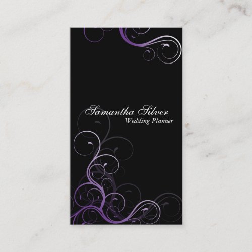 Elegant Wedding Planner Business Card Purple Swirl