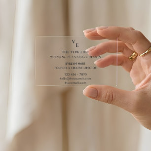 Elegant Wedding Planner Clear Business Cards
