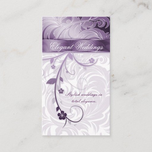Customizable Elegant Wedding Planner Floral Leaf Purple Business Cards