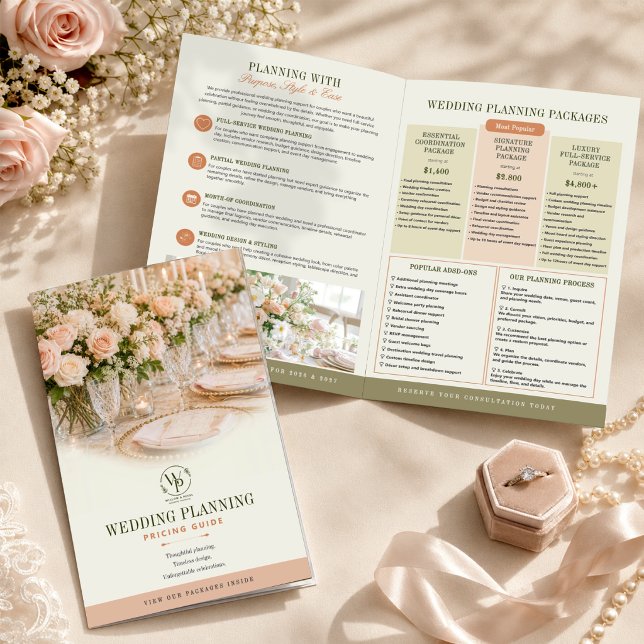 Elegant Wedding Planner Pricing Guide Bi-Fold  Brochure (Creator Uploaded)