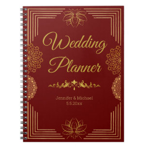 elegant wedding planner red gold Indian Notebook