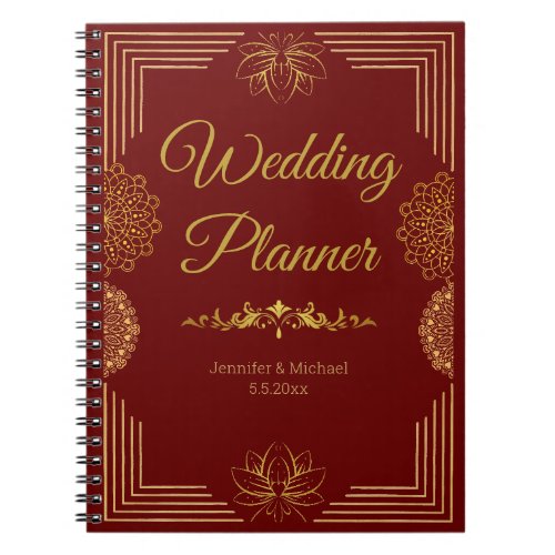 elegant wedding planner red gold Indian  Notebook