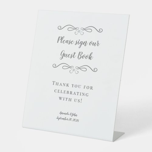 Elegant Wedding Please Sign Our Guest Book Gray