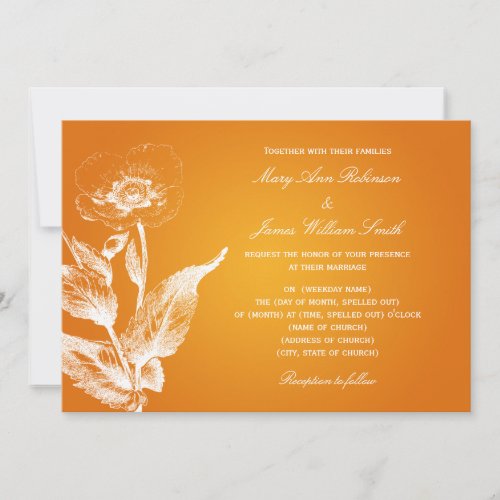 Elegant Wedding Poppy Orange Custom Announcement