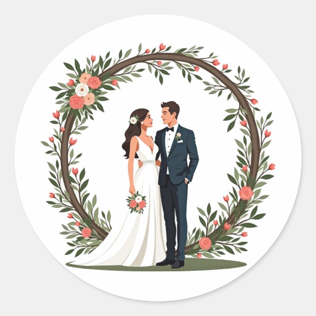 Elegant Wedding Portrait Sticker (Front)