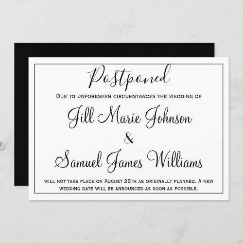 Elegant Wedding Postponed Invitation