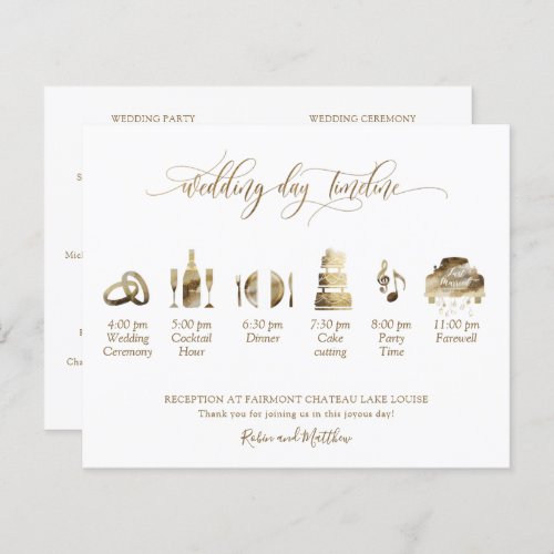  Elegant Wedding Program and Timeline in Gold