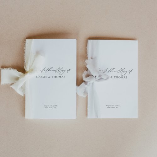 Elegant wedding program booklet order of service