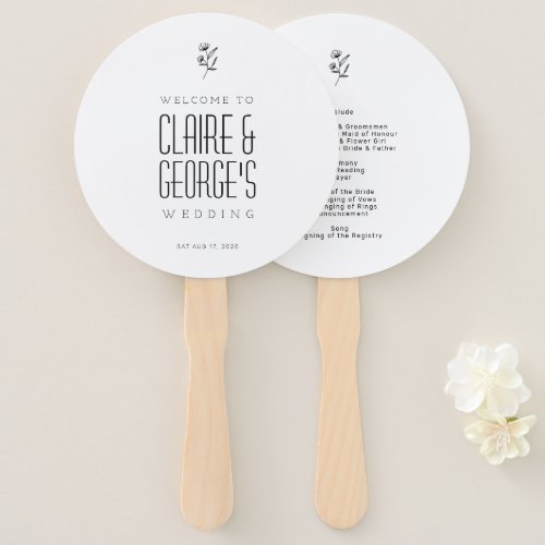 Elegant Wedding Program Fan