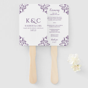 Elegant Wedding Program Fans Vintage - Purple