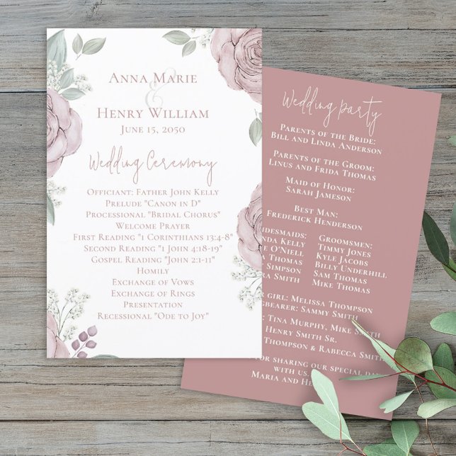 Elegant Wedding Program Floral Blush Pink (Creator Uploaded)