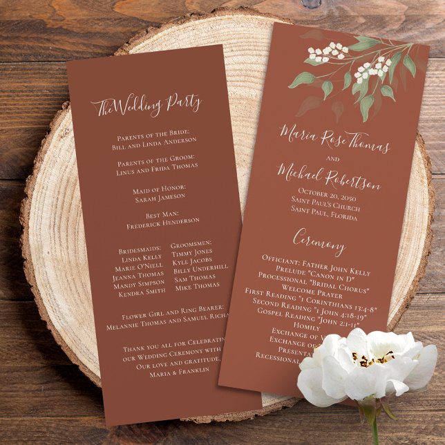 Elegant Wedding Program Floral Terracotta (Creator Uploaded)