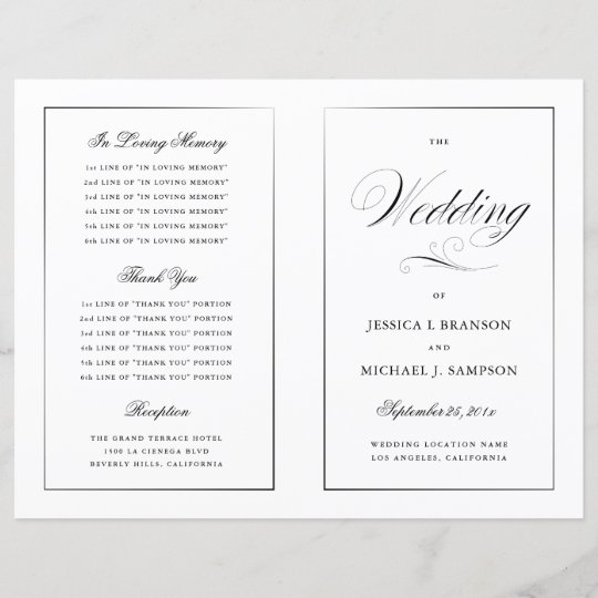 Elegant Wedding Program Large Wedding Party Zazzle Com