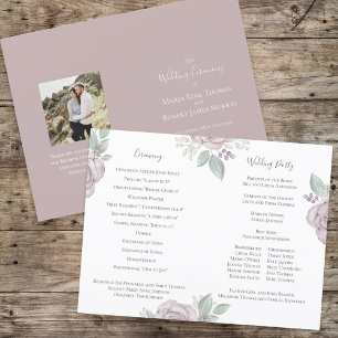 Elegant Wedding Program Photo Blush Pink Floral