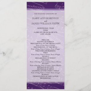 Elegant Wedding Program Sheet Music Purple