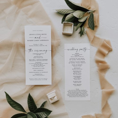 Elegant Wedding Program Simple Order Of Events