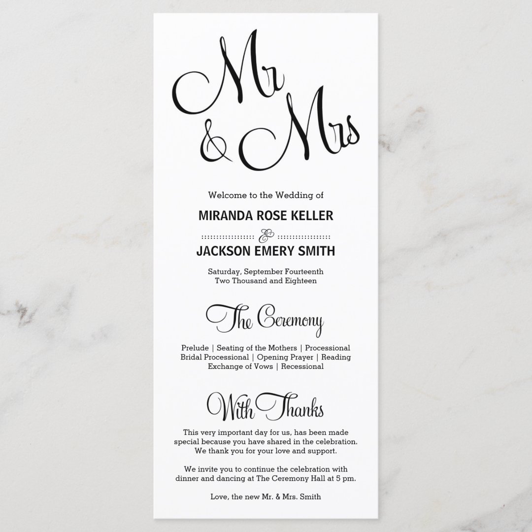 Elegant Wedding Program / Simple Wedding Program | Zazzle