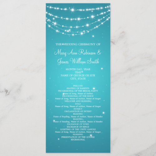 Elegant Wedding Program Sparkling Chain Blue