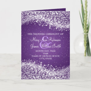 Elegant Wedding Program Sparkling Wave Purple