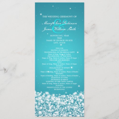 Elegant Wedding Program Star Sparkle Blue