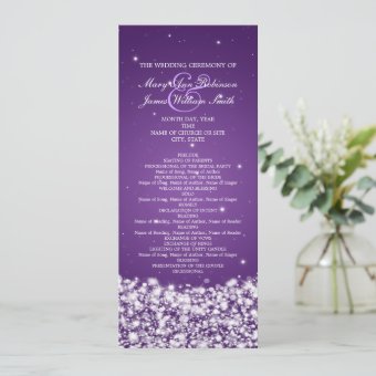 Elegant Wedding Program Star Sparkle Purple | Zazzle