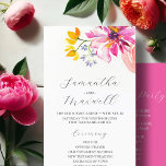 Elegant Wedding Program Template Fuchsia Flowers<br><div class="desc">Add a touch of sophistication to your special day with these elegant wedding programs, featuring stunning watercolor flowers in vibrant shades of pink, orange, and lavender. Perfect for garden weddings with a floral or wildflower theme, these wedding ceremony programs beautifully capture the charm of a botanical celebration. Easily customize the...</div>