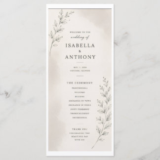 Elegant Wedding Program with Leaves