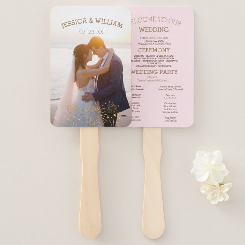 Elegant Wedding Program with Photo Hand Fan