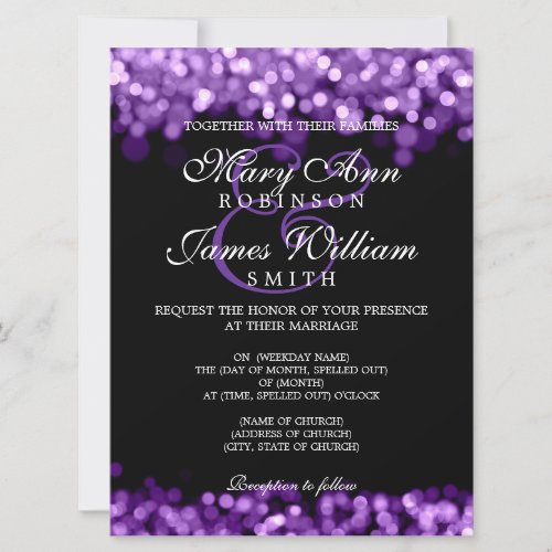 Elegant Wedding Purple Lights Custom Invites