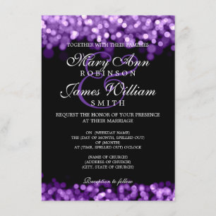 Elegant Wedding Purple Lights Invitation