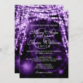 Elegant Wedding Purple String Lights Invitation (Front/Back)