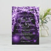 Elegant Wedding Purple String Lights Invitation (Standing Front)