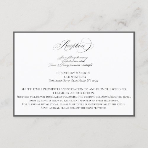 Elegant Wedding Reception Card CharlotteB