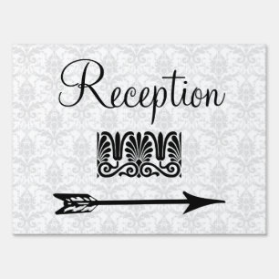 Elegant Wedding Reception Directional Arrow Yard Sign